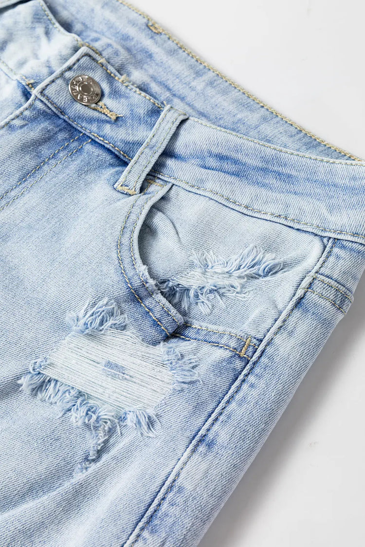 Beau Blue Vintage Light Wash Distressed Flare Jeans The Aurora Touch