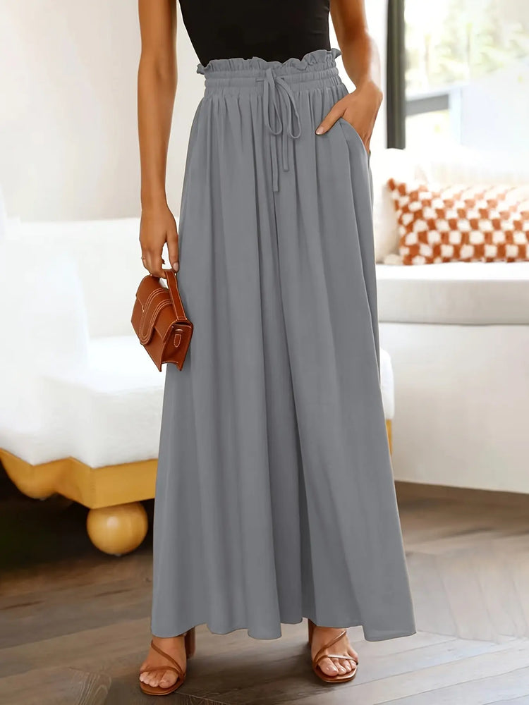 Ladies Plus Size Casual Pants Elastic Waist Wide-leg Pants The Aurora Touch