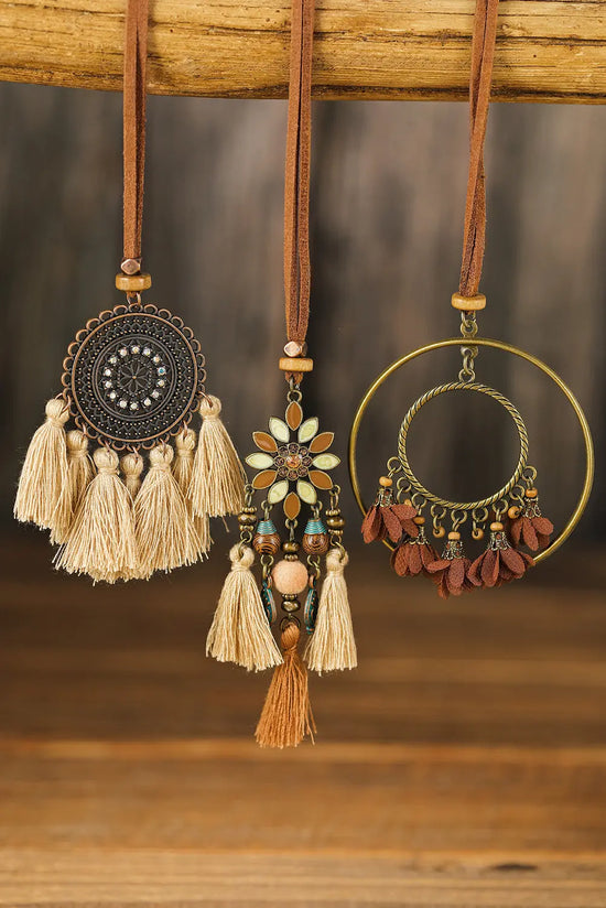 Multicolor 3pcs Bohemian Retro Tasseled Pendant Necklace The Aurora Touch