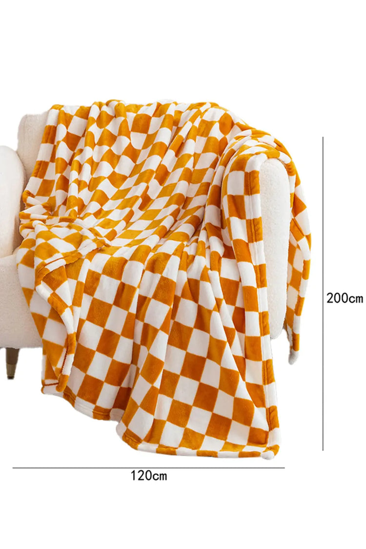 Yellow Checkerboard Printed Soft Throw Blanket 120*200cm The Aurora Touch