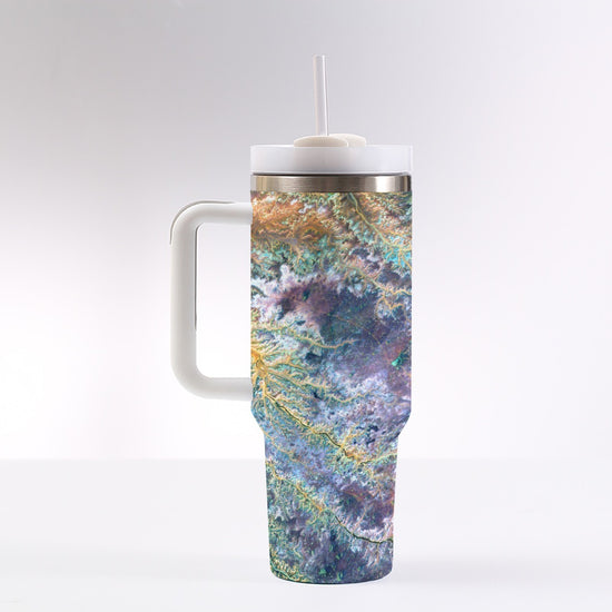 Vibrant 3D Designer Fashion 40 oz Tumbler With Handle | Travel Stylish Mug