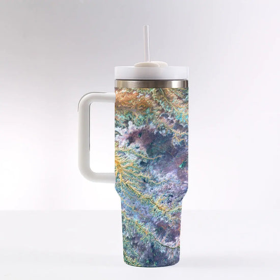 Vibrant 3D Designer Fashion 40 oz Tumbler With Handle | Travel Stylish Mug Yoycol