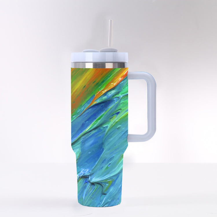 Vibrant 3D Swirl Paint Design 40 oz Tumbler With Handle Yoycol
