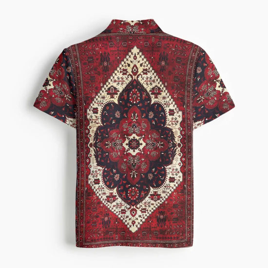 Burgundy Red Geometric Floral Men&