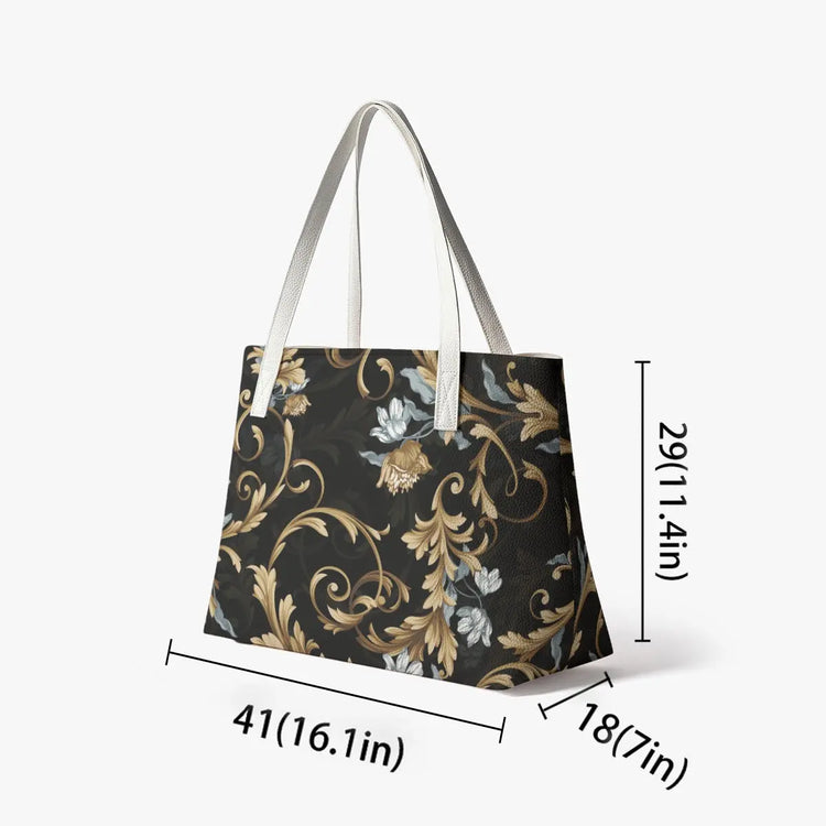 Stylish High Quality Vegan Leather All Over Floral Print Tote Bag
