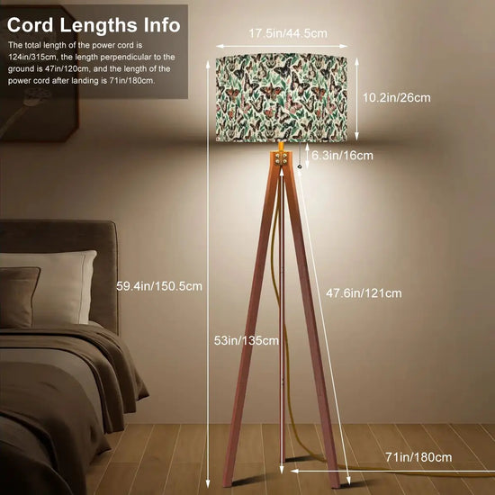 Butterfly Tripod Floor Lamp – Multi-Color Spring Pattern – USA Made The Aurora Touch