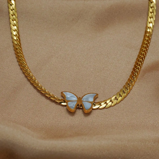 Lxalry 18K Gold Plated Butterfly Jewelry Set With Mirror Polish Hypoallergenic Skin Safe 4PCS Necklace Earrings Bracelet Ring For Women, Never Fade Luxury Gift For Her CJ