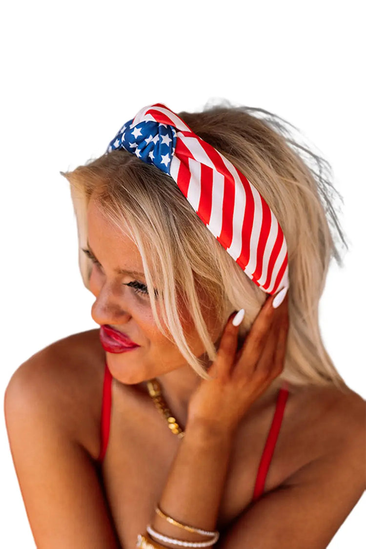 Multicolor American Flag Bow Knot Wide Headband The Aurora Touch