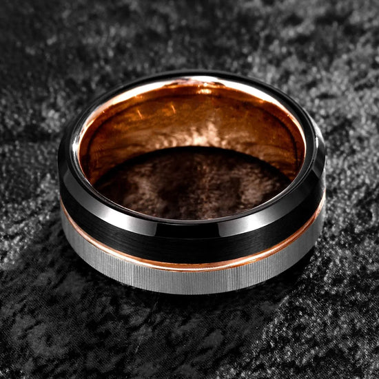 Creative Rose Gold Black Silver Three-color Ring- Male Ring CJ