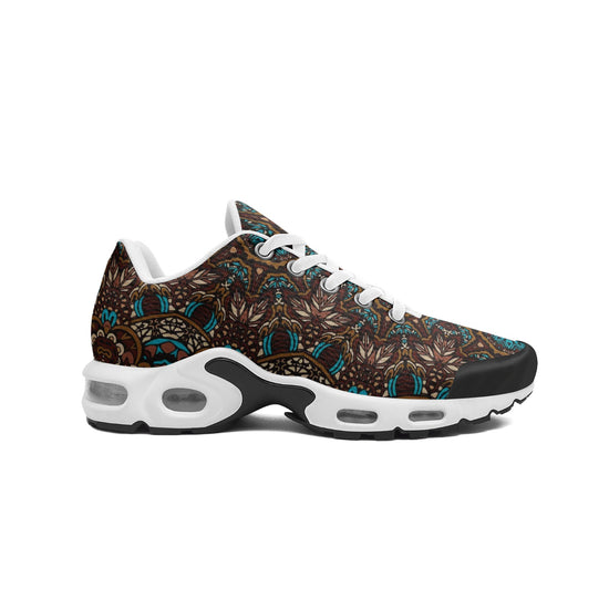 Unisex Mesh Tech Eco-Flex Sneakers- Brown Blue Floral Pattern