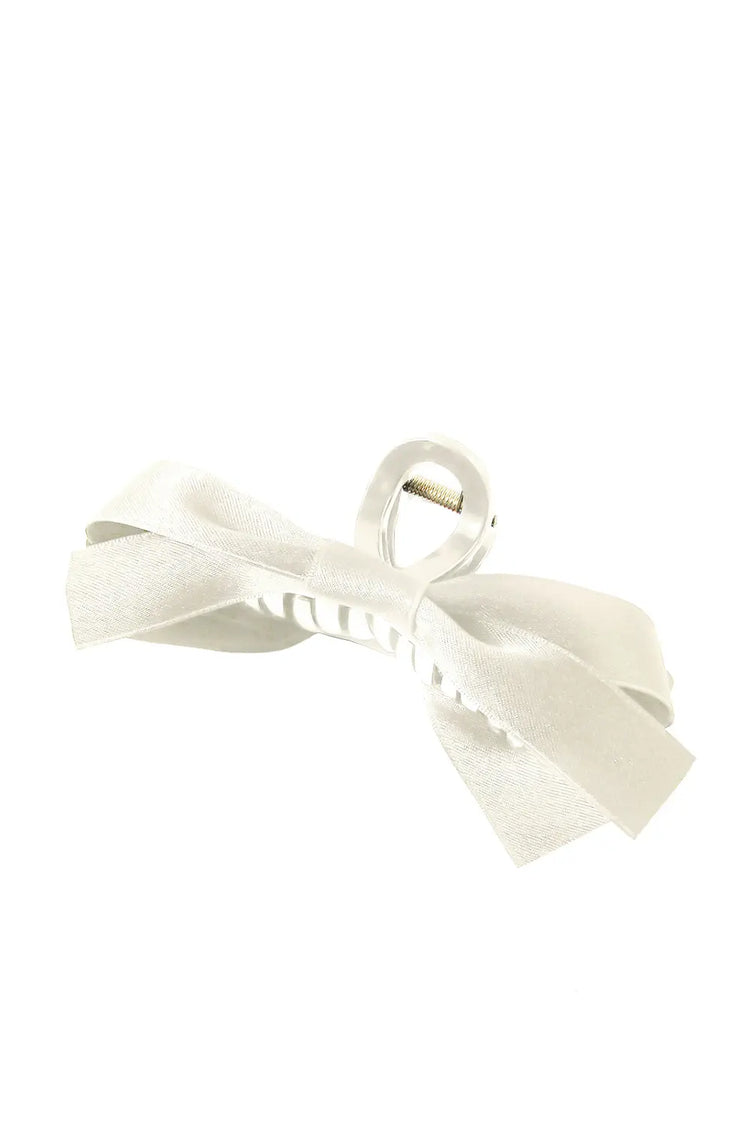 White Bow Decor Large Hair Claw Clip The Aurora Touch