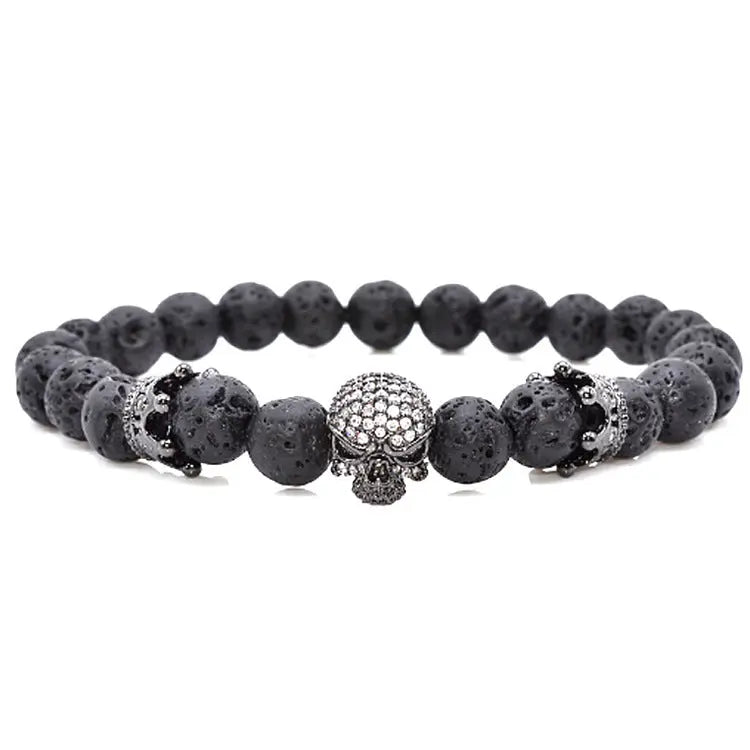 Design Volcanic Rock Beaded Crown Zircon Bracelet The Aurora Touch