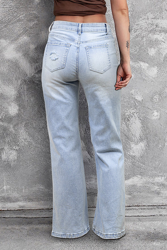 Beau Blue Vintage Light Wash Distressed Flare Jeans The Aurora Touch