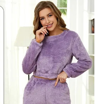 Womens Plush Fleece Pajama Set teemdrop