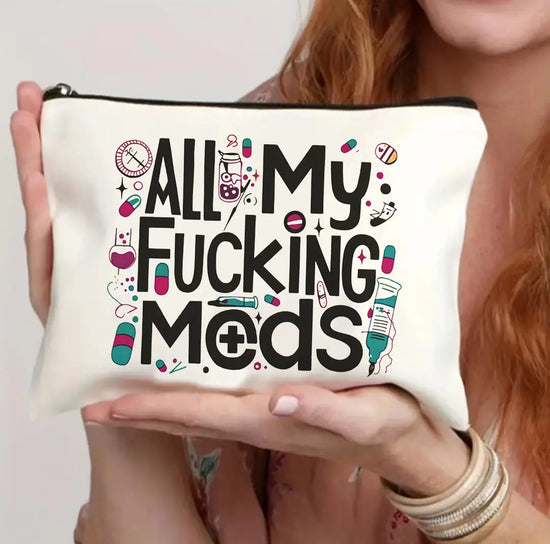 Canvas Zipper Polyester Funny Print Cosmetics Bag- Travel Pouch CJ