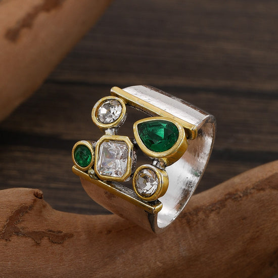 European And American Ladies Ring Retro Simple Enlarged Stones