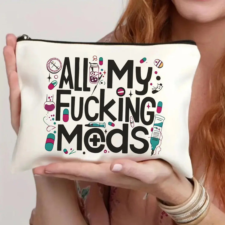 Canvas Zipper Polyester Funny Print Cosmetics Bag- Travel Pouch CJ