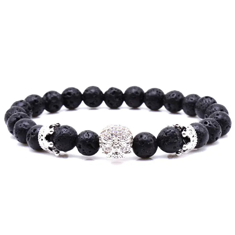 Design Volcanic Rock Beaded Crown Zircon Bracelet The Aurora Touch