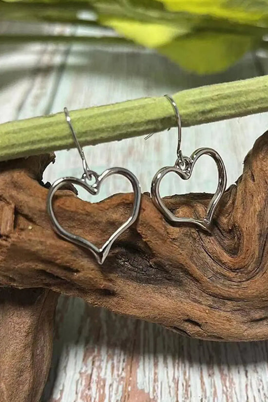 Silvery Heart Shape Hook Drop Earrings The Aurora Touch