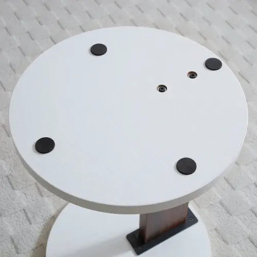 C-Shaped End Table, Small Side Table For Couch, Sofa Table With Wood Frame For Living Room, Bedroom, Bedside, Rustic CJ