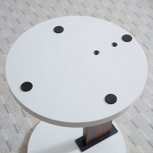 C-Shaped End Table, Small Side Table For Couch, Sofa Table With Wood Frame For Living Room, Bedroom, Bedside, Rustic