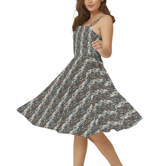 Paisley Pattern Print Sleeveless Strap Summer Dress Printy6