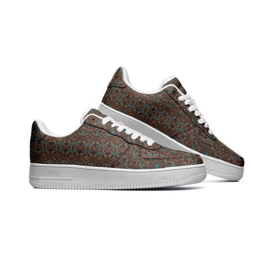 Unisex Low Top Ethnic Pattern Design Trendy Leather Sneakers