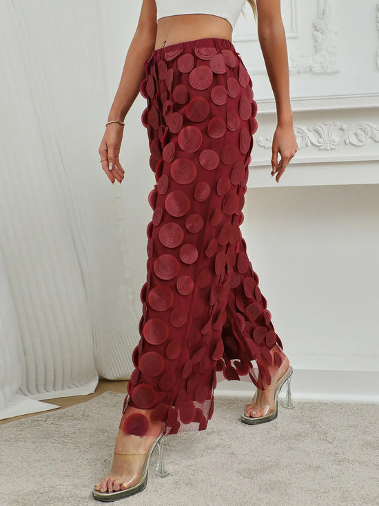 Fashionable Temperament Round Piece Design Tassel Hollowing High Waist Straight Ladies Pants The Aurora Touch