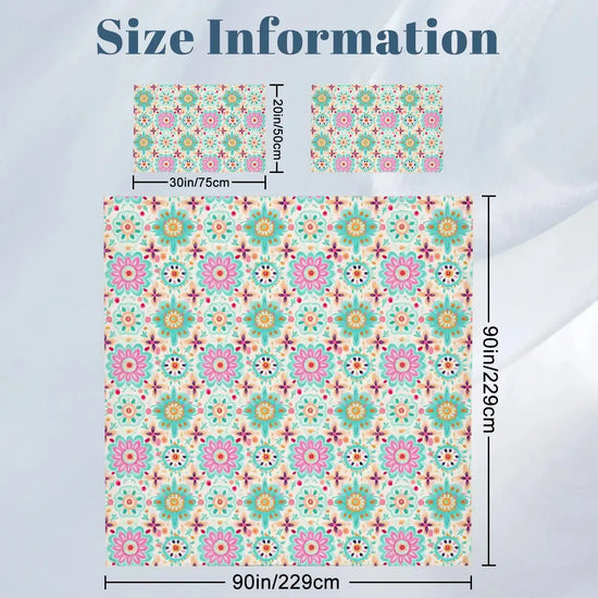 Vibrant Geometric Print Design Queen Duvet Cover Set The Aurora Touch