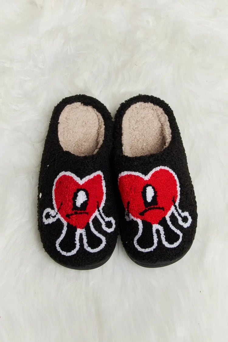 Melody Love Heart Print Plush Slippers Trendsi