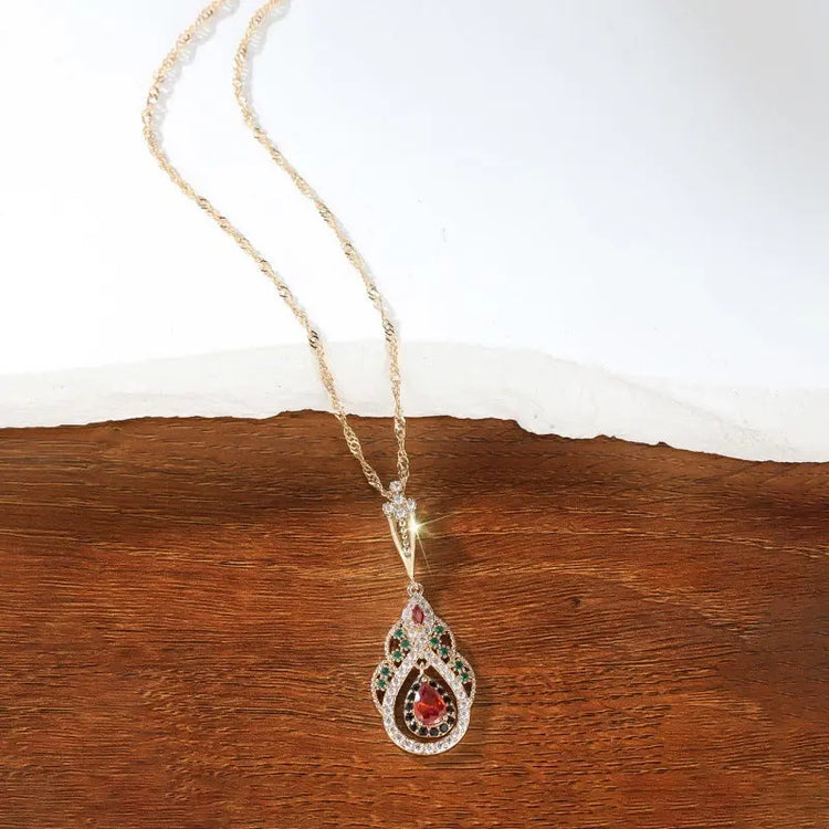 Pomegranate Red Black Diamond Emerald Vakarufalhi Sweet Elegant Necklace CJ