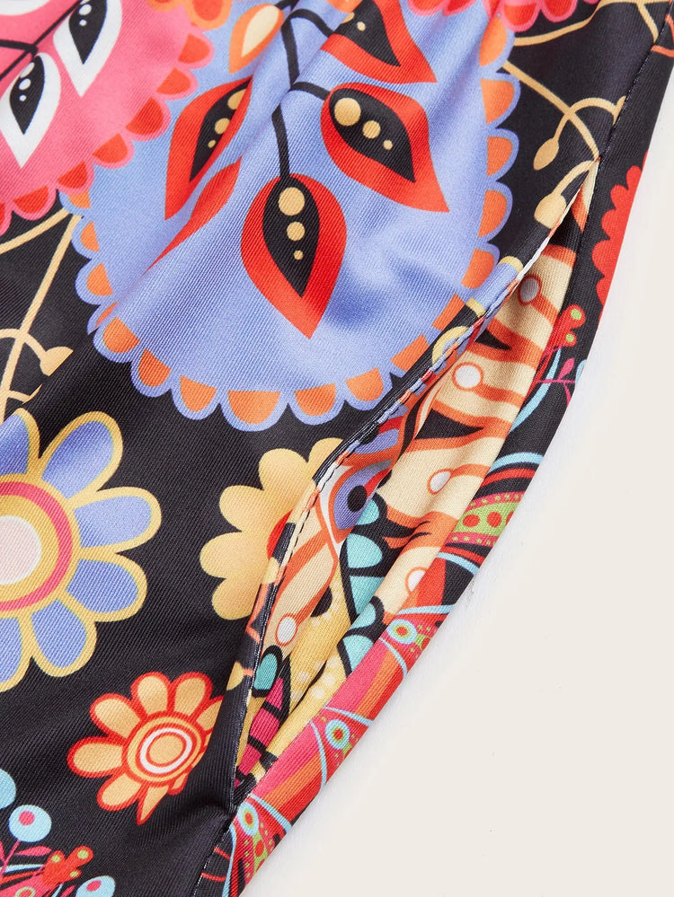 Bohemian Plus Size Dress | Loose Round Neck Ruffle Big Swing Summer Casual Dress The Aurora Touch