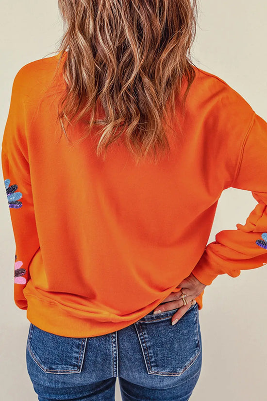 Orange Colorful Turkey Thanksgiving Graphic Sweatshirt Dear-Lover Dropshipping