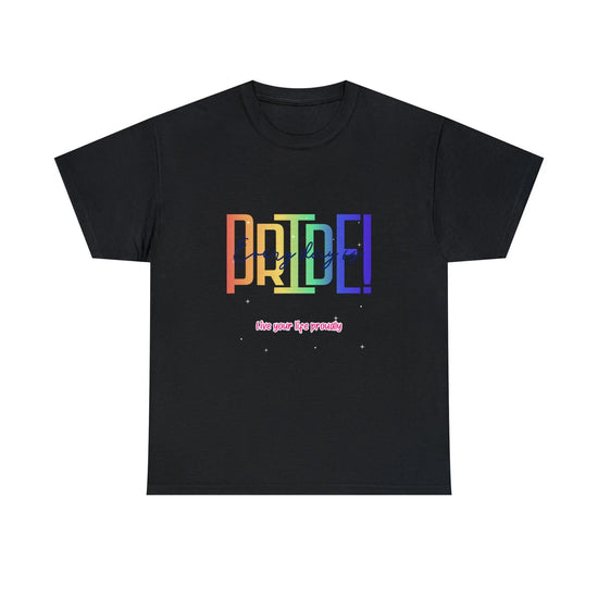 Pride TShirt, Rainbow Pride all gender all occasion proud stylish make a statement everyday casual black shirt The Aurora Touch