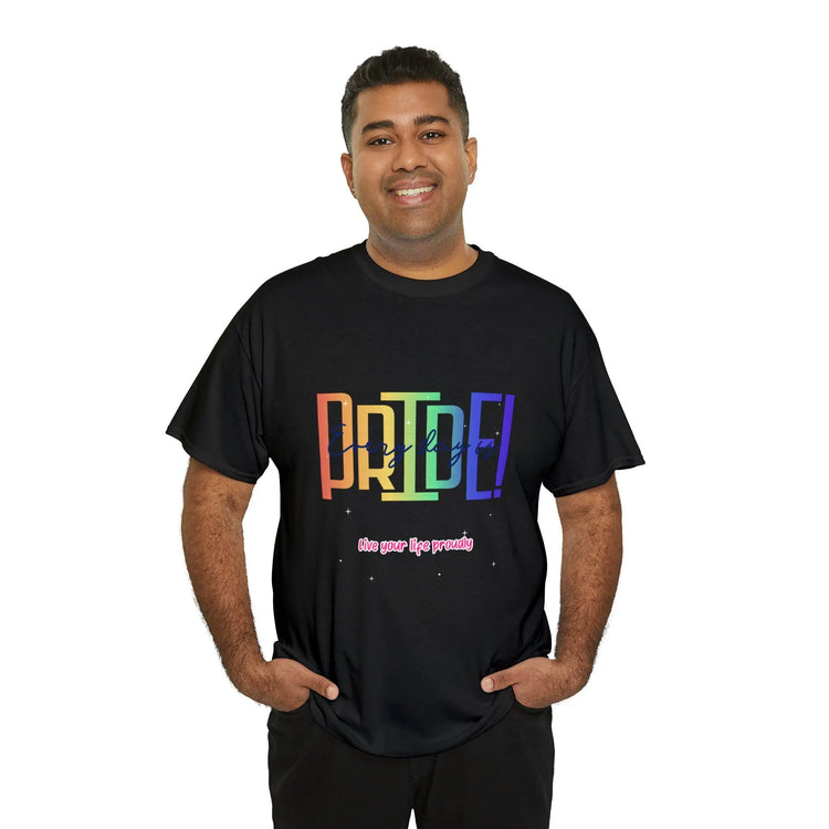 Pride TShirt, Rainbow Pride all gender all occasion proud stylish make a statement everyday casual black shirt The Aurora Touch