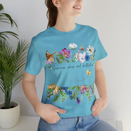 BUTTERFLY SHIRT Wildflower Shirt Nature Lover Shirt Heavyweight Shirt Trendy T-Shirt Personalized T-Shirt Boho Style T Shirt Cool T-Shirt
