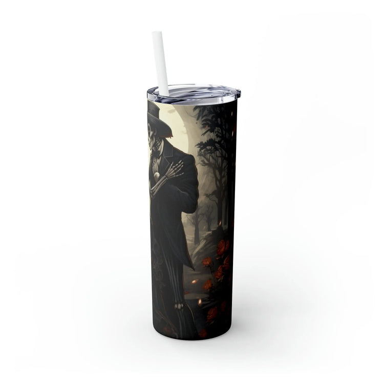 Artistic Day of the Dead Skinny Tumbler with Straw 20oz Dia de los Muertos traditional art print all-purpose travel car designer cup The Aurora Touch
