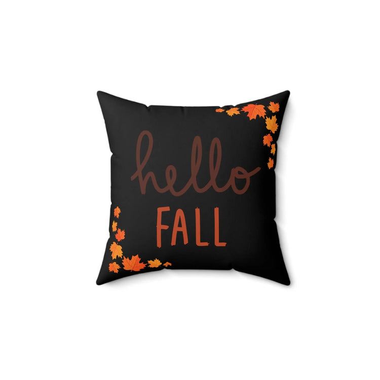Square Pillow, Hello Fall Thanksgiving Haloween decorative Black Orange throw Holiday Autumn Pillow The Aurora Touch