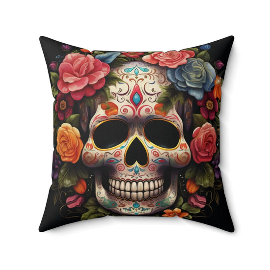 Square Pillow, Day of the dead Dia de Los Muertos colorful floral Halloween throw bedroom couch pillow house warming gift The Aurora Touch