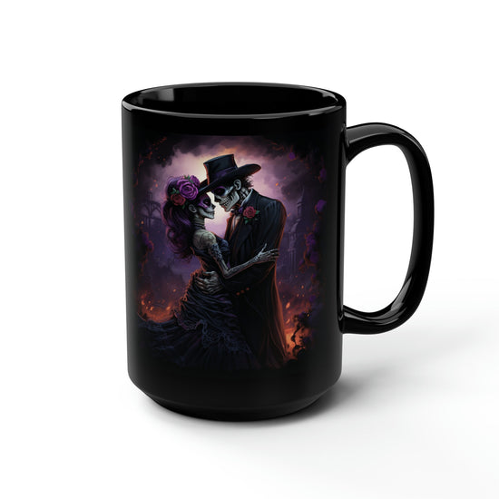 Day of the dead Black large Mug 15oz, Dia de Los Muertos Halloween colorful tradition Mexican art coffee tea apple cider mug