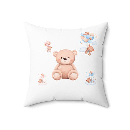 Faux Suede Square Pillow, Teddy Bear soft infant baby toddler cute child bed crib accent throw pillow