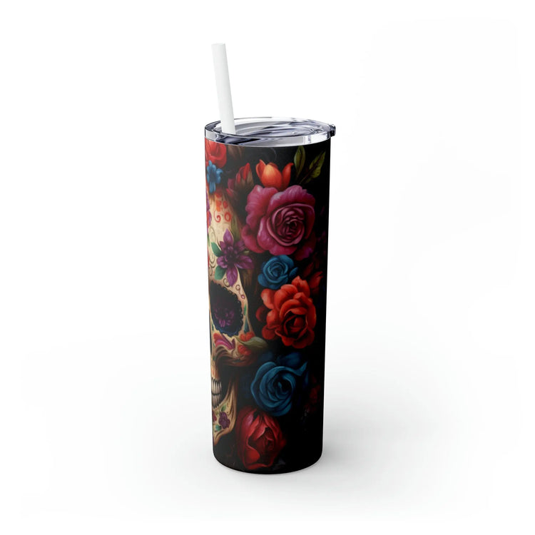 Cadaver Dia de Los Muertos Colorful 20oz Tumbler, Halloween Artistic Straw Cup, Day of the Dead Design Mug, Unique Gift, Festive Drinkware The Aurora Touch