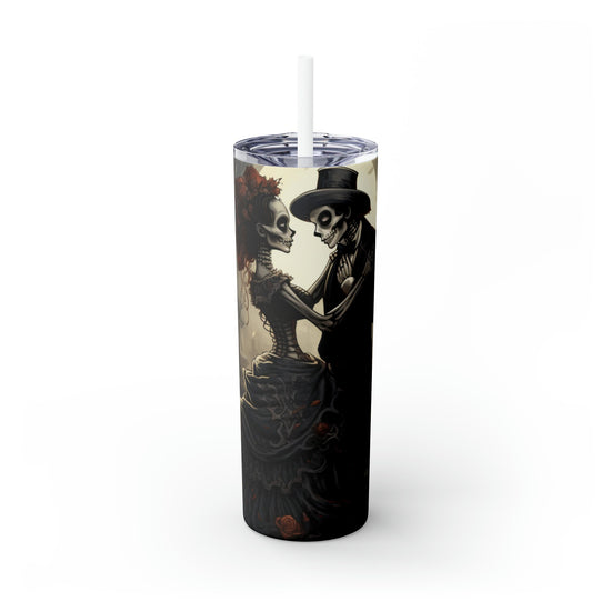 Artistic Day of the Dead Skinny Tumbler with Straw 20oz Dia de los Muertos traditional art print all-purpose travel car designer cup