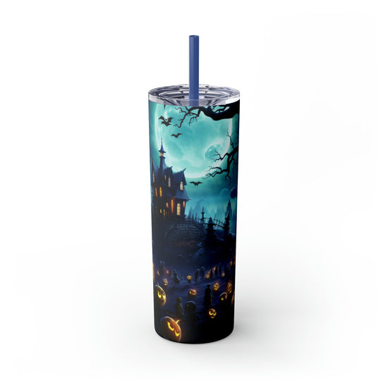 Mystic Halloween Skinny Tumbler with Straw 20oz spooky holiday pixar style all purpose travel hiking car festive large family drinking cup