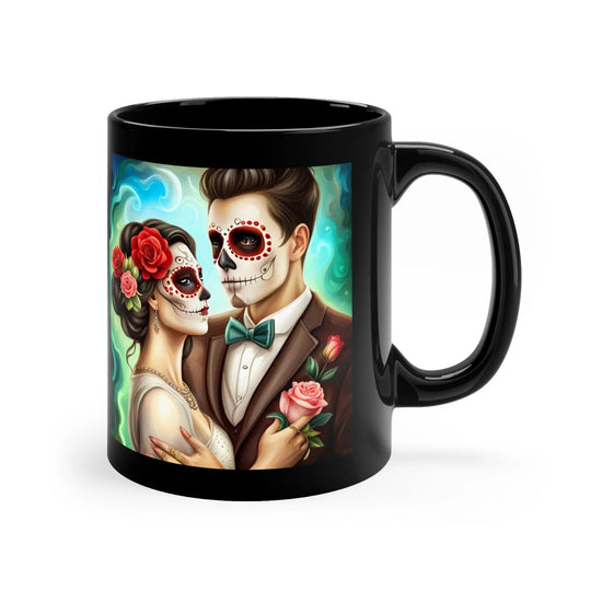 11oz Black Mug, Day of the dead, Bride and Groom, Halloween Mug, Black Novelty Mug, Wife Mug, Girlfriend Mug, Sexy Mug The Aurora Touch