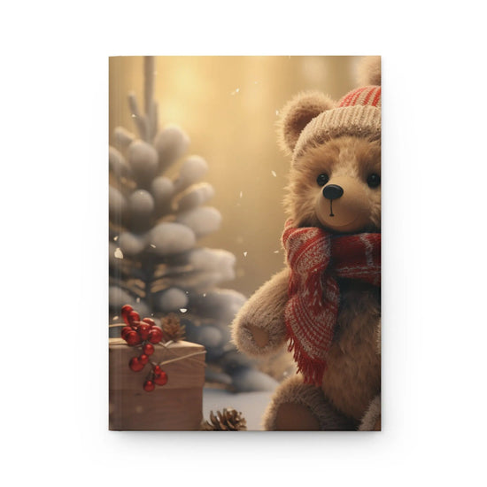 Hardcover Journal Matte, Teddy Bear Journal, Holiday Bear, Diary Book, Daily Journal, Christmas book, Holiday Gift The Aurora Touch