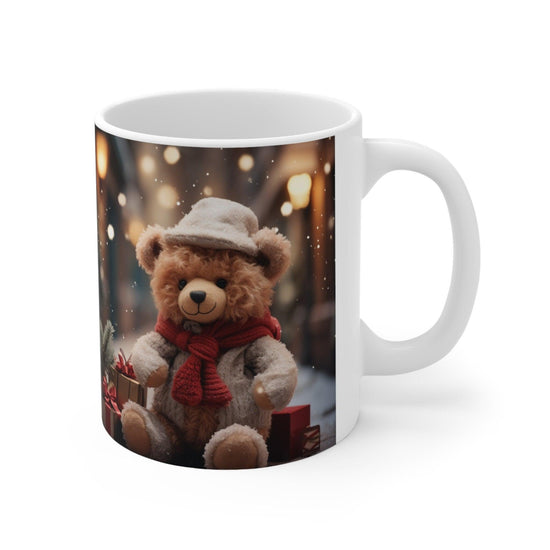 Holiday Bear Ceramic Mug, Designers Mug, Bear Portrait, Xmas Mug, Female Gift, 11oz Novelty Mug