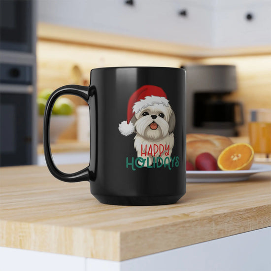 Black Mug, 15oz, ShitZu, Dog Lovers Mug, Holiday Mug, Tall Coffee Mug, Tea mug, Novelty Mug, Ceramic Mug, Xmas gift The Aurora Touch
