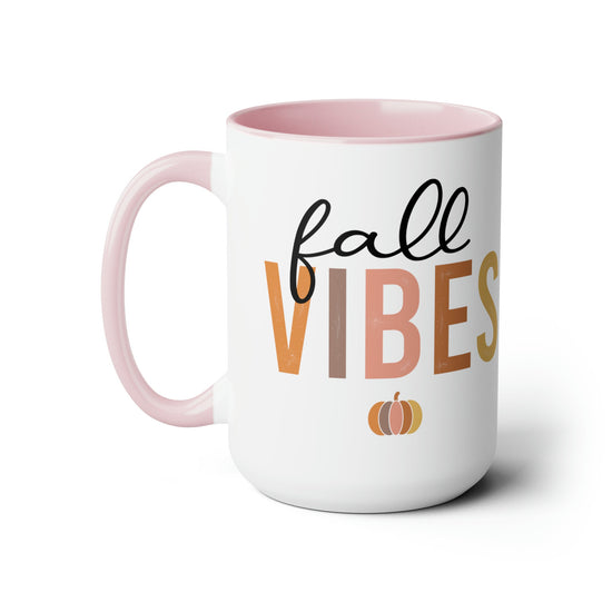 Two-Tone Coffee Mugs, 15oz, Fall vibes multi color two-tone beverage stylish classy minimilist common simple daily kitchen utility cup