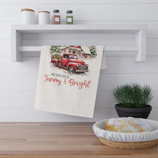 Christmas Holiday Tea Towel, Cotton Hand Towel, Kitchen Decor, Xmas Novelty Items, Holiday Gifts, Farmhouse Towel The Aurora Touch